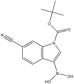 {1-[(tert-butoxy)carbonyl]-6-cyano-1H-indol-3-yl}boronic acid 结构式