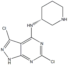 (R)-3,6-dichloro-N-(piperidin-3-yl)-1H-pyrazolo[3,4-d]pyrimidin-4-amine 结构式