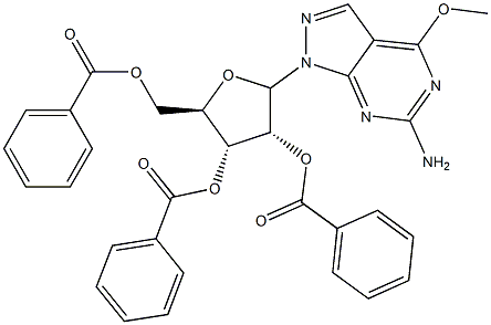 6-Amino-4-methoxy-1-(2,3,5-tri-O-benzoyl--D-ribofuranosyl)-1H-pyrazolo[3,4-d]pyrimidine 结构式