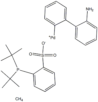甲磺酸二叔丁基苯基膦(2-氨基-1,1'-联苯-2-基)钯(II) 结构式