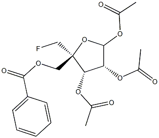 5-O-Benzoyl-1,2,3-tri-O-acetyl-4-C-fluoromethyl-D-ribofuranose 结构式