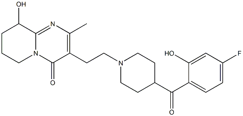 3-(2-(4-(4-fluoro-2-hydroxybenzoyl)piperidin-1-yl)ethyl)-9-hydroxy-2-methyl-6,7,8,9-tetrahydro-4H-pyrido[1,2-a]pyrimidin-4-one 结构式