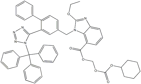 (((环己基氧代)羰基)氧代)甲基 2-乙氧基-1-((2-(1-三苯甲基-1H-四唑-5-基)-[1,1-二联苯]-4-基)甲基)-1H-苯并[D]咪唑-7-甲酸基酯 结构式