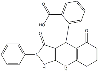 2-(3,5-dioxo-2-phenyl-2,3,4,5,6,7,8,9-octahydro-1H-pyrazolo[3,4-b]quinolin-4-yl)benzoic acid 结构式