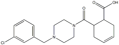 6-(4-(3-chlorobenzyl)piperazine-1-carbonyl)cyclohex-3-enecarboxylic acid 结构式