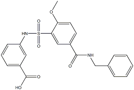 3-(5-(benzylcarbamoyl)-2-methoxyphenylsulfonamido)benzoic acid 结构式
