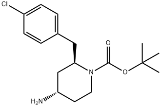 (2R,4S)-4-氨基-2-(4-氯苄基)哌啶-1-羧酸叔丁酯 结构式