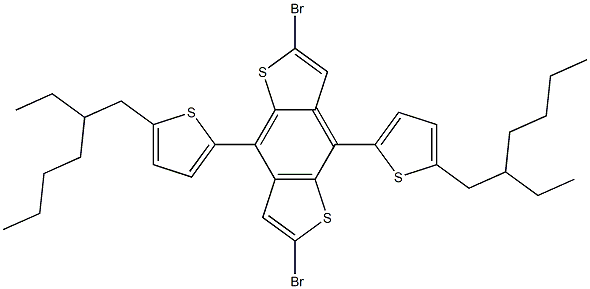 2,6-Dibromo-4,8-bis-[5-(2-ethyl-hexyl)-thiophen-2-yl]-1,5-dithia-s-indacene 结构式