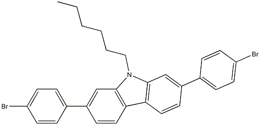 2,7-二(4-溴苯基)-9-己基咔唑 结构式