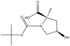 (2R,4R)-1-(TERT-BUTOXYCARBONYL)-4-HYDROXY-2-METHYLPYRROLIDINE-2-CARBOXYLIC ACID 结构式