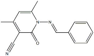 1-(benzylideneamino)-4,6-dimethyl-2-oxo-1,2-dihydro-3-pyridinecarbonitrile 结构式