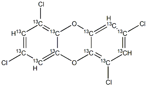 1,3,6,8-四氯二苯并对二恶英-13C12 结构式