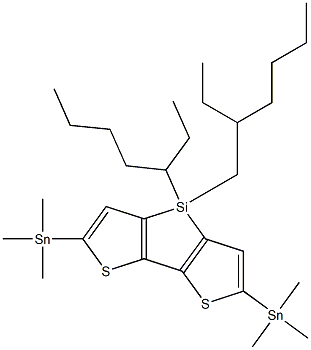 7-(2-Ethyl-hexyl)-7-(1-ethyl-pentyl)-2,5-bis-trimethylstannanyl-7H-3,4-dithia-7-sila-cyclopenta[a]pentalene 结构式