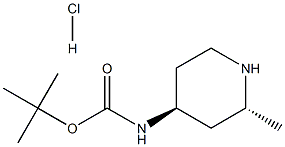 ((2R,4S)-2-甲基哌啶-4-基)氨基甲酸叔丁酯盐酸盐 结构式