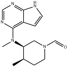 (3R,4R)-4-methyl-3-(methyl(7H-pyrrolo[2,3-d]pyrimidin-4-yl)amino)piperidine-1-carbaldehyde 结构式