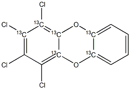 1,2,3,4-四氯二苯并对二恶英-13C6 结构式