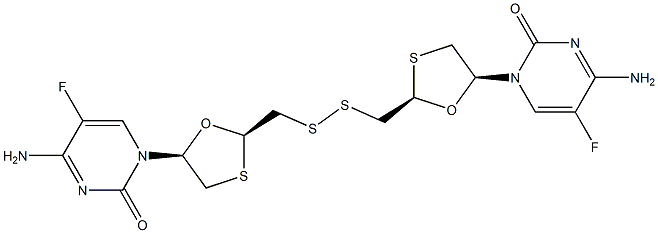 (2R,2'R,5S,5'S)-2,2'-Dithiobismethylenebis(5-(4-amino-5-fluoro-2-oxo-1H-pyrimidin-1-yl)-[1,3]oxathiolane) 结构式