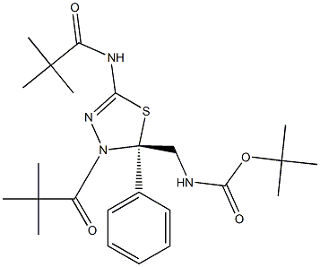 (S)-((2-苯基-5-新戊酰基-3-新戊酰-2,3-二氢-1,3,4-噻二唑-2-基)甲基)氨基甲酸叔丁酯 结构式