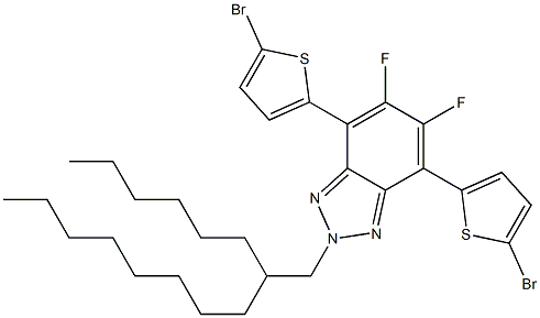 4,7-Bis-(5-bromo-thiophen-2-yl)-5,6-difluoro-2-(2-hexyl-decyl)-2H-benzotriazole 结构式