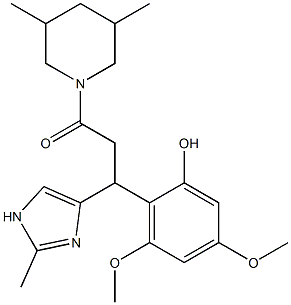 1-(3,5-Dimethyl-piperidin-1-yl)-3-(2-hydroxy-4,6-dimethoxy-phenyl)-3-(2-methyl-1H-imidazol-4-yl)-propan-1-one 结构式