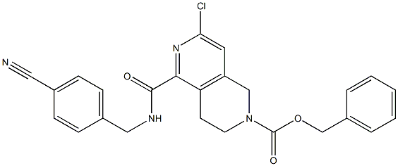 7-Chloro-5-(4-cyano-benzylcarbamoyl)-3,4-dihydro-1H-[2,6]naphthyridine-2-carboxylic acid benzyl ester 结构式