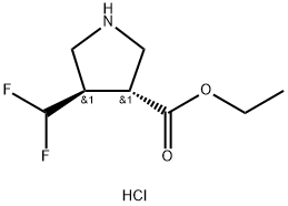 ethyl trans-4-(difluoromethyl)pyrrolidine-3-carboxylate hydrochloride 结构式
