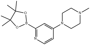 1-methyl-4-(2-(4,4,5,5-tetramethyl-1,3,2-dioxaborolan-2-yl)pyridin-4-yl)piperazine 结构式