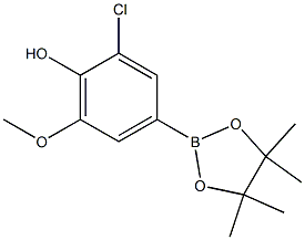 2-Chloro-6-methoxy-4-(4,4,5,5-tetramethyl-1,3,2-dioxaborolan-2-yl)phenol 结构式