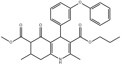 6-methyl 3-propyl 2,7-dimethyl-5-oxo-4-(3-phenoxyphenyl)-1,4,5,6,7,8-hexahydroquinoline-3,6-dicarboxylate 结构式