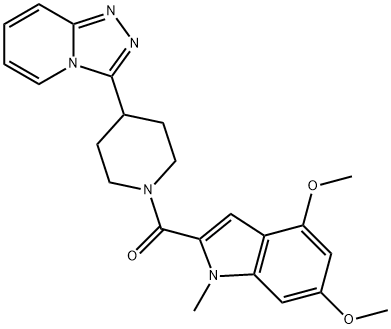 (4,6-dimethoxy-1-methyl-1H-indol-2-yl)[4-([1,2,4]triazolo[4,3-a]pyridin-3-yl)piperidin-1-yl]methanone 结构式