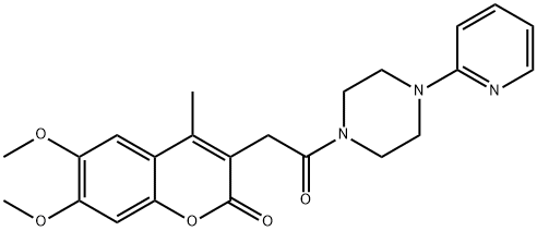 6,7-dimethoxy-4-methyl-3-{2-oxo-2-[4-(pyridin-2-yl)piperazin-1-yl]ethyl}-2H-chromen-2-one 结构式