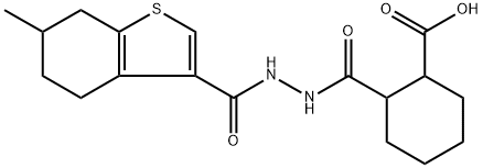 2-(2-(6-methyl-4,5,6,7-tetrahydrobenzo[b]thiophene-3-carbonyl)hydrazinecarbonyl)cyclohexanecarboxylic acid 结构式