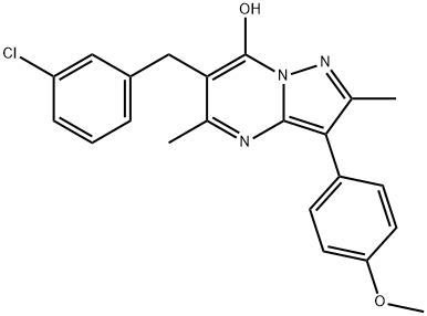 6-(3-chlorobenzyl)-3-(4-methoxyphenyl)-2,5-dimethylpyrazolo[1,5-a]pyrimidin-7-ol 结构式