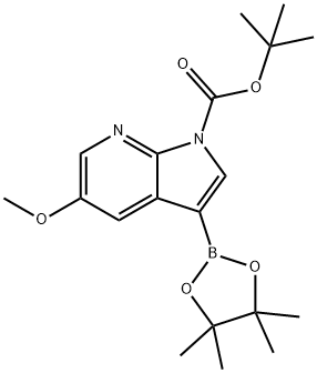 tert-butyl 5-methoxy-3-(4,4,5,5-tetramethyl-1,3,2-dioxaborolan-2-yl)-1H-pyrrolo[2,3-b]pyridine-1-carboxylate 结构式