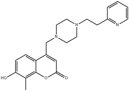 7-hydroxy-8-methyl-4-({4-[2-(pyridin-2-yl)ethyl]piperazin-1-yl}methyl)-2H-chromen-2-one 结构式