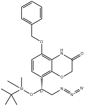 8-[(R)-2-azido-1-(tert-butyl-dimethyl-silanyloxy)-ethyl]-5-benzyloxy-4H-benzo[1,4]oxazin-3-one 结构式