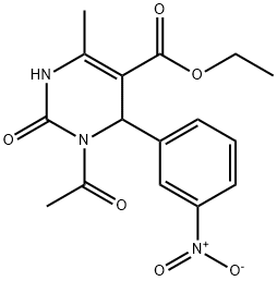 ethyl 1-acetyl-4-methyl-6-(3-nitrophenyl)-2-oxo-1,2,3,6-tetrahydropyrimidine-5-carboxylate 结构式