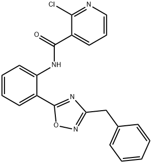 N-[2-(3-benzyl-1,2,4-oxadiazol-5-yl)phenyl]-2-chloropyridine-3-carboxamide 结构式