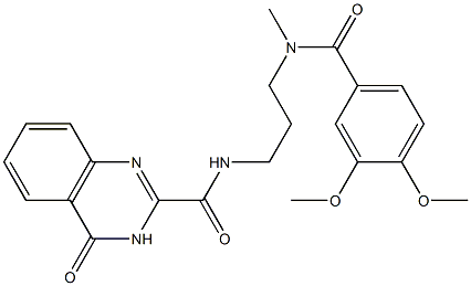 N-{3-[(3,4-dimethoxybenzoyl)(methyl)amino]propyl}-4-oxo-3,4-dihydro-2-quinazolinecarboxamide 结构式