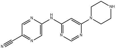 5-((6-(Piperazin-1-yl)pyrimidin-4-yl)amino)pyrazine-2-carbonitrile 结构式