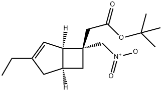 2-((1R,5S,6S)-3-乙基-6-(硝基甲基)双环[3.2.0]庚-3-烯-6-基)乙酸叔丁酯 结构式