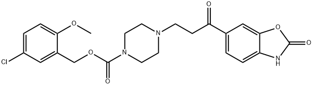 5-Chloro-2-methoxybenzyl 4-(3-oxo-3-(2-oxo-2,3-dihydrobenzo[d]oxazol-6-yl)propyl)piperazine-1-carboxylate 结构式