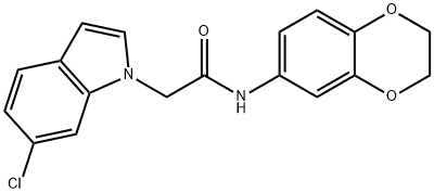 2-(6-chloro-1H-indol-1-yl)-N-(2,3-dihydro-1,4-benzodioxin-6-yl)acetamide 结构式