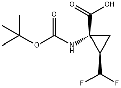 (1R,2R)-1-(叔丁氧基羰基氨基)-2-(二氟甲基)环丙烷羧酸 结构式