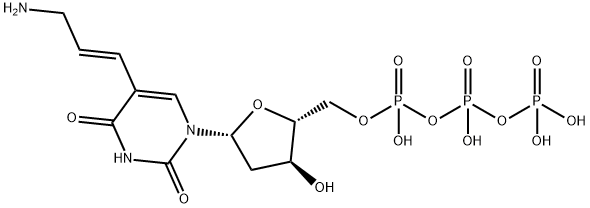 5-[(1E)-3-氨基-1-丙烯-1-基]-2'-脱氧尿苷 5'-(四氢三磷酸酯) 结构式