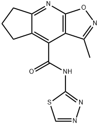 3-methyl-N-[(2E)-1,3,4-thiadiazol-2(3H)-ylidene]-6,7-dihydro-5H-cyclopenta[b][1,2]oxazolo[4,5-e]pyridine-4-carboxamide 结构式