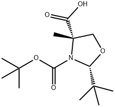 (2R,4S)-3-(叔丁氧羰基)-2-(叔丁基)-4-甲基恶唑烷-4-羧酸 结构式