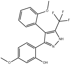 5-methoxy-2-[4-(2-methoxyphenyl)-5-(trifluoromethyl)-1H-pyrazol-3-yl]phenol 结构式