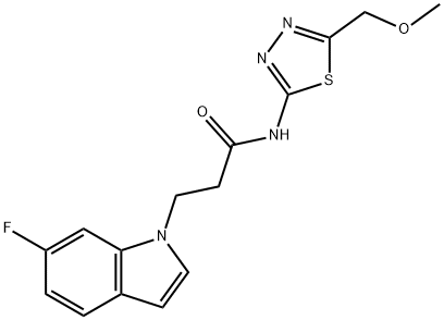 3-(6-fluoro-1H-indol-1-yl)-N-[(2E)-5-(methoxymethyl)-1,3,4-thiadiazol-2(3H)-ylidene]propanamide 结构式