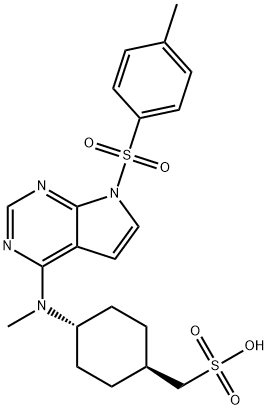 Cyclohexanemethanesulfonic acid, 4-[methyl[7-[(4-methylphenyl)sulfonyl]-7H-pyrrolo[2,3-d]pyrimidin-4-yl]amino]-, trans- 结构式